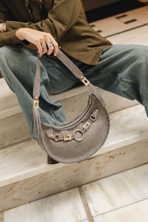 La luna grey suede nickel