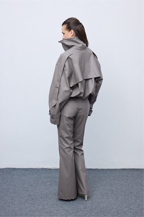 Leather Knots Pants Grey