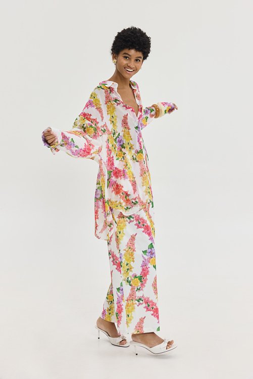 Heather Shirt Dragon Flower White