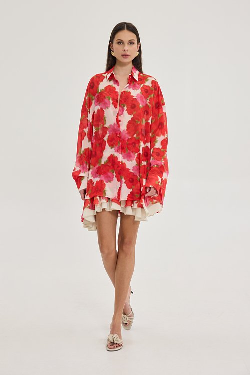 Heather Shirt Blooming Sky Red