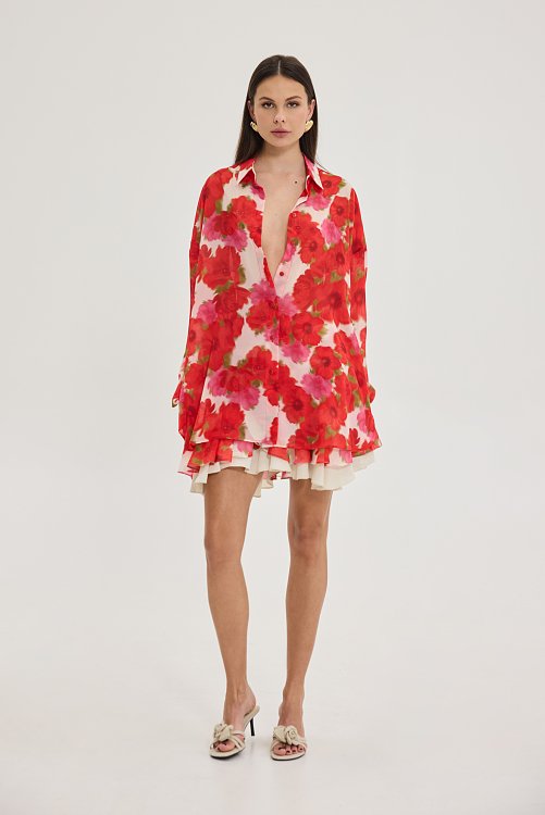 Heather Shirt Blooming Sky Red