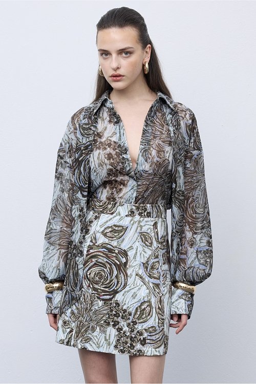 Mosaic Silver Anthesis Mini Skirt