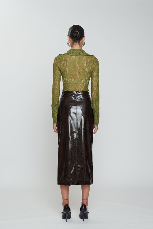 Aisha midi skirt python print