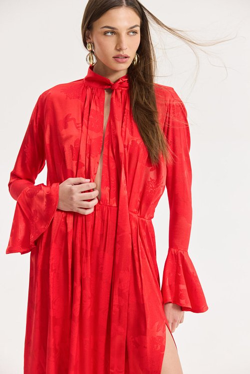 Peony Dress Jacquard Red