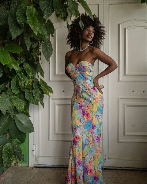 Sunburnt strapless maxi dress