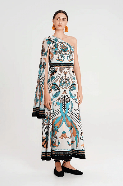 Fountain One Shoulder Long Dress