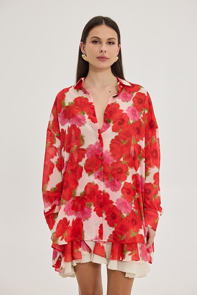 Heather Shirt Blooming Sky Red