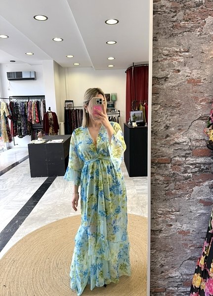 Sky petal maxi dress
