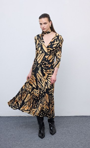 Mosaic Butterfly Midi Dress