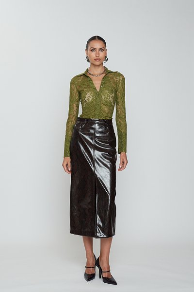 Aisha midi skirt python print