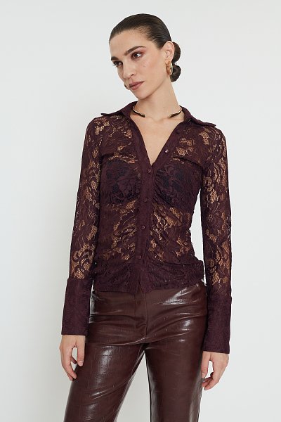 Ellora lace shirt burgundy