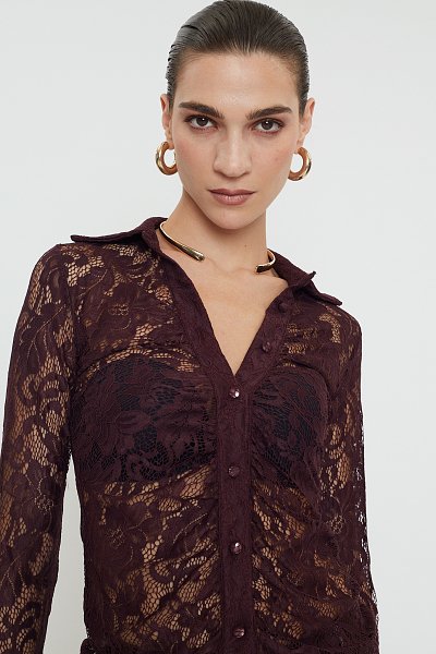 Ellora lace shirt burgundy