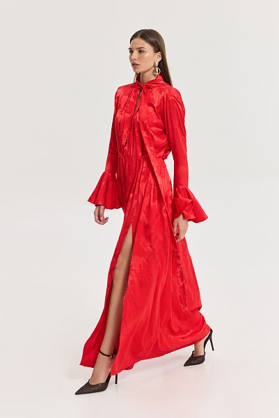 Peony Dress Jacquard Red
