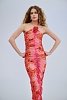 Bareheat coral mesh maxi dress